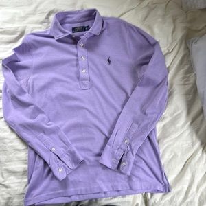 Long sleeve purple polo shirt by Ralph Lauren